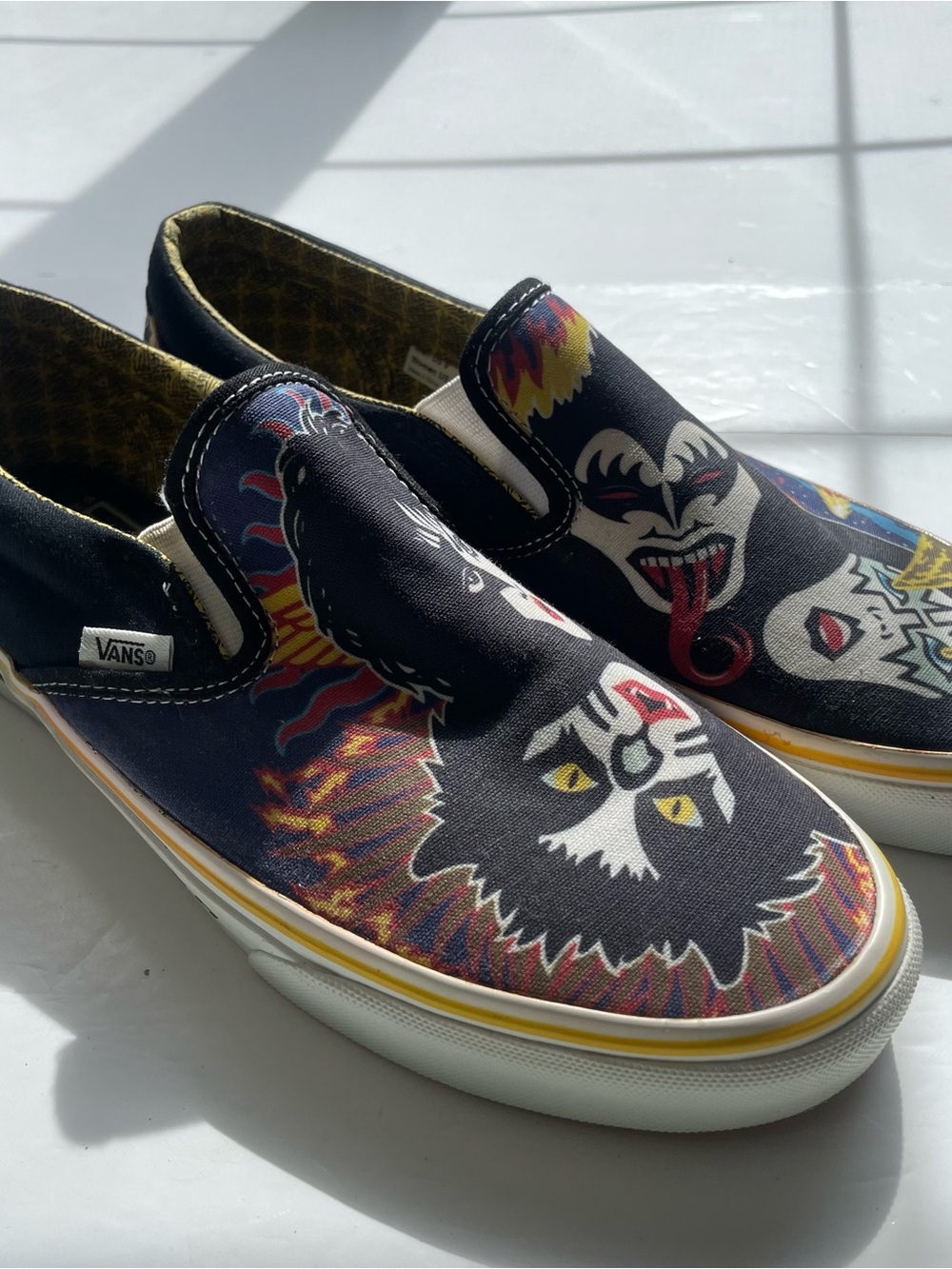Vans Purple Flame Print Slip-On Sneakers